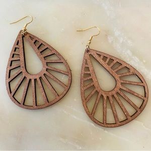 Wooden bohemian dangle earrings